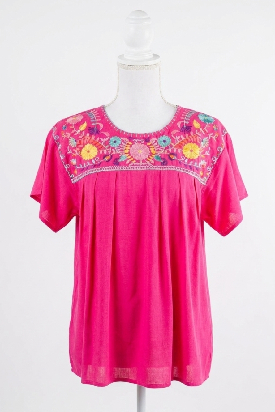 NEW LAYERZ CLOTHING embroidered fiesta top in pink